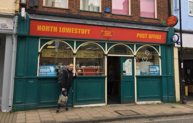 Joanna Giles outside North Lowestoft Post Office