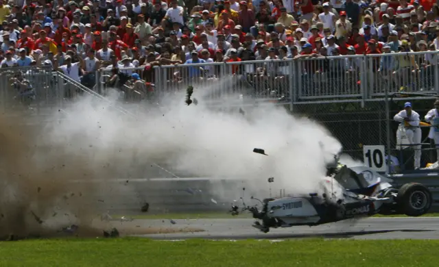 Robert Kubica crashes during the Canadian Grand Prix 2007