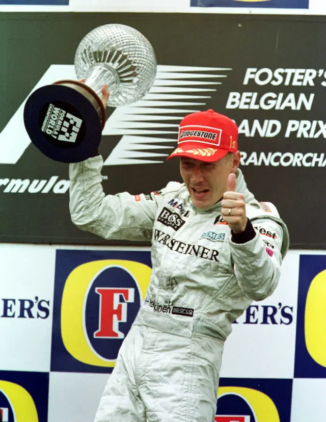 Mika Hakkinen wins the Belgium Grand Prix 1998