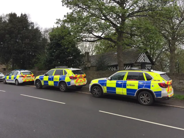 Police cars outside park