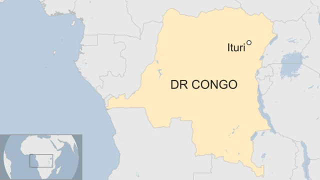 A map showing the location of Ituri province in eastern DR Congo.