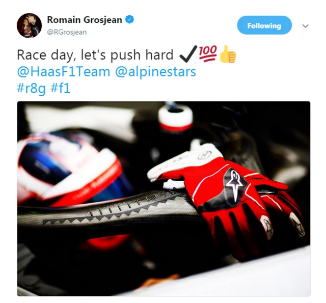 Romain Grosjean tweet