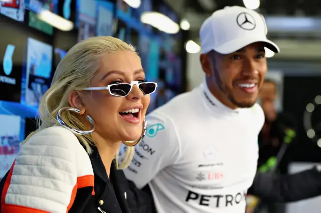 Christina Aguilera and Lewis Hamilton