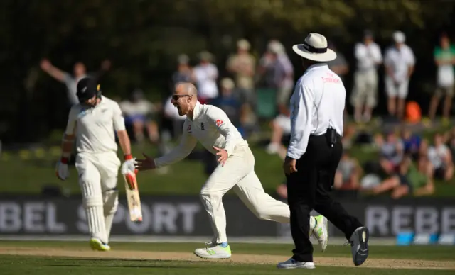 Jack Leach celebrates