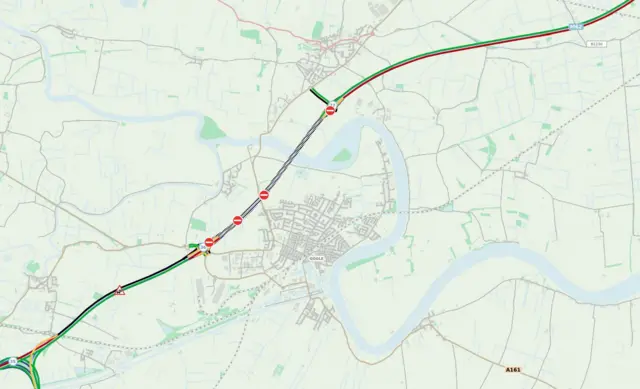 Map of area affected by crash