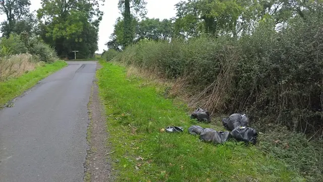 Fly-tipping in the Harborough village of Gumley.