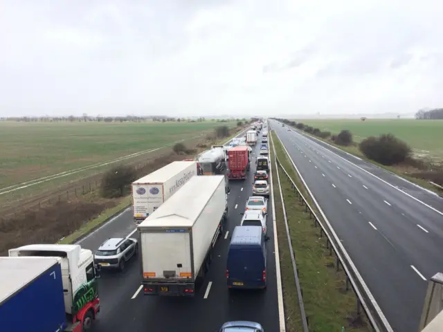 Tailbacks on M62