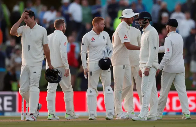 England players walk off