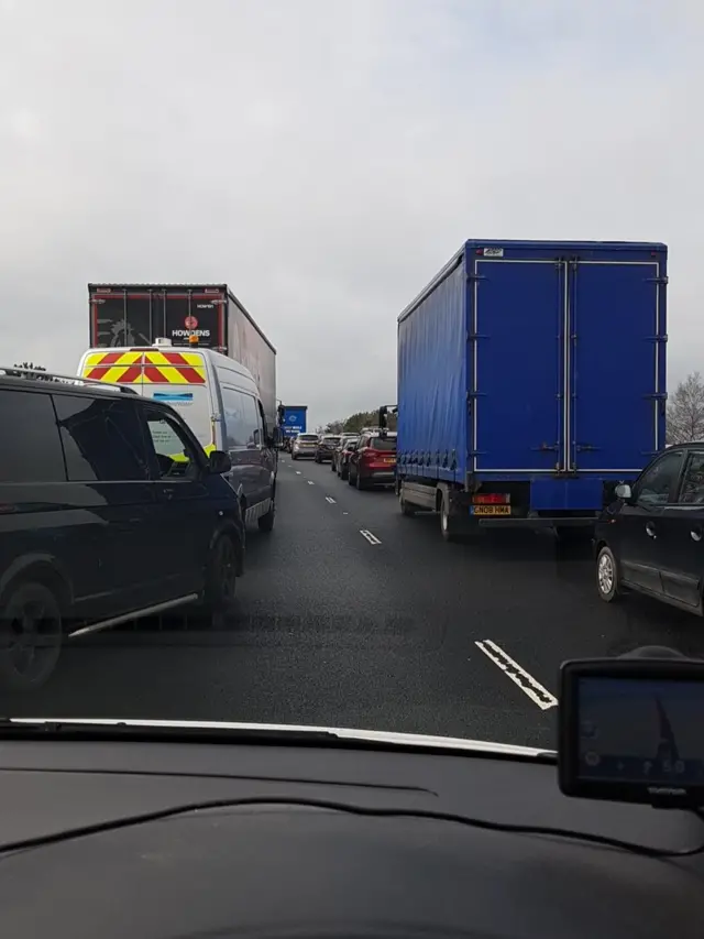 Queuing traffic on M62