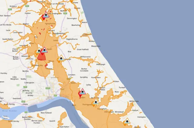 Map showing flood risk areas