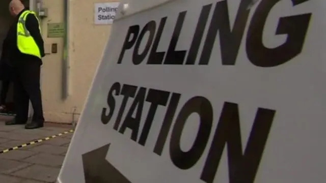 Polling station sign