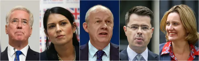 Sir Michael Fallon, Priti Patel, Damian Green, James Brokenshire and Amber Rudd