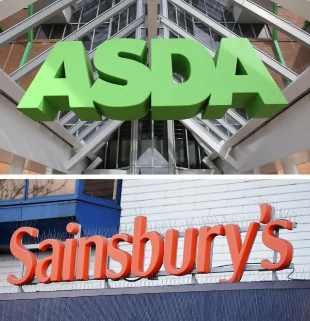 Sainsbury's and Asda signs