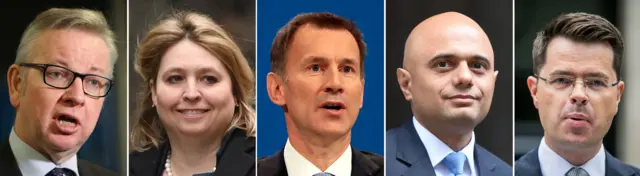 Michael Gove, Karen Bradley, Jeremy Hunt, Sajid Javid, and James Brokenshire