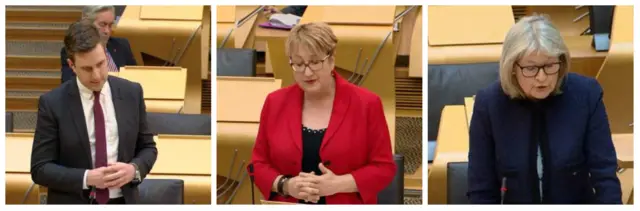 Labour MSP Daniel Johnson, Legal Affairs Minister Annabelle Ewing and  Tory MSP Margeret Mitchell