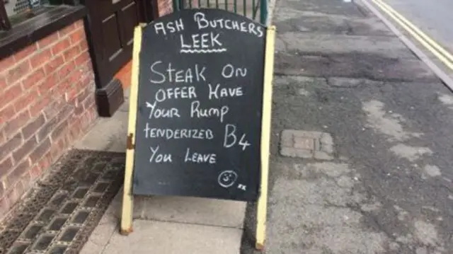 Cheeky butchers sign