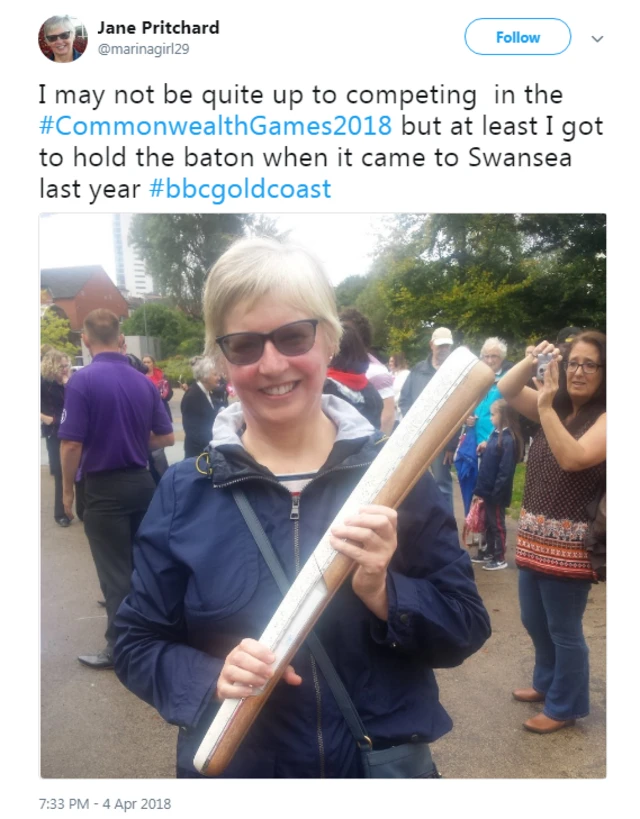 Jane Pritchard's tweet #bbcgoldcoast