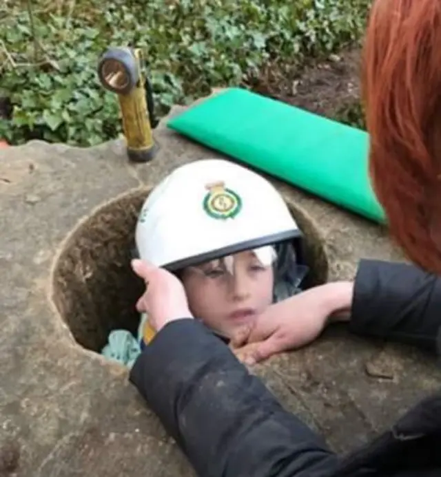 Max Morgan stuck in a hole
