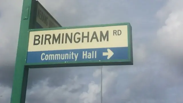 Birmingham Road sign in Goal Coast