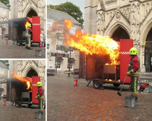 Chip pan fire demonstration