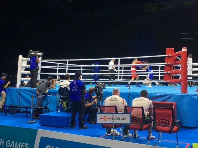 Billy Le Poullain in the red shorts makes boxing history for Guernsey