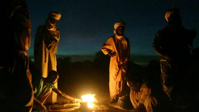 A camp fire in Chad