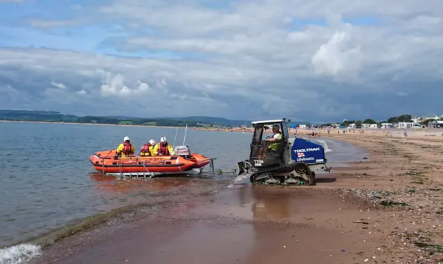 Exmouth inshore lifeboat launching