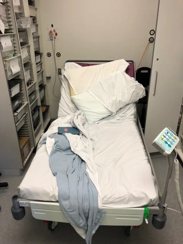 Hospital bed in consulting room