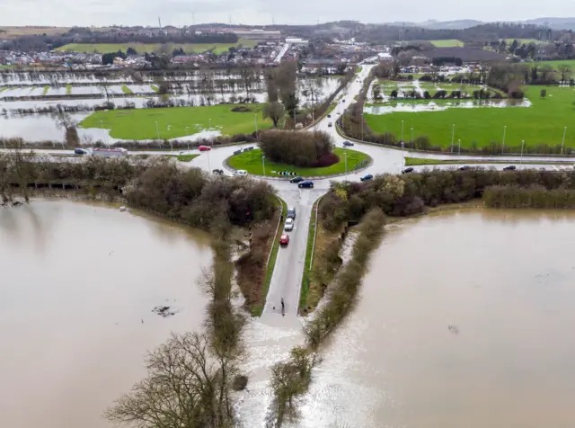 Flooded road in Leicestershire