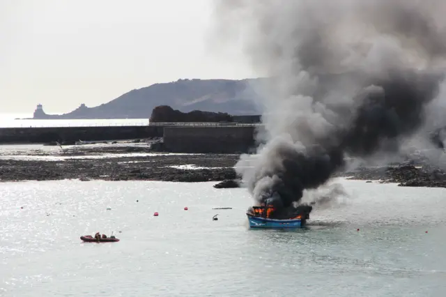 boat fire St Helier