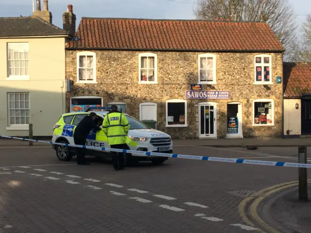 Police cordon, High Street, Fulbourn