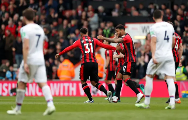 Mousset celebrates for AFC Bournemouth