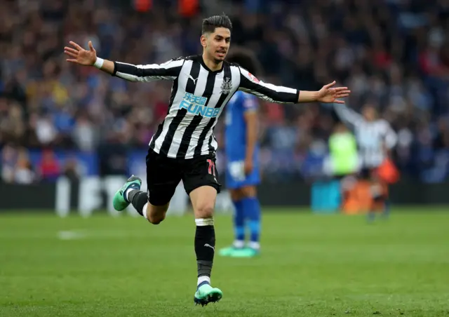 Ayoze Perez celebrates for Newcastle United