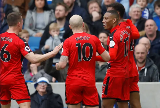 Huddersfield Town players celebrate