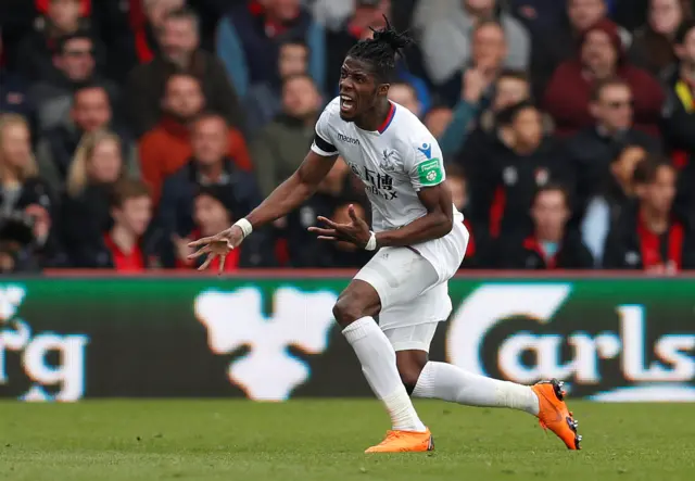 Wilfried Zaha celebrates for Crystal Palace