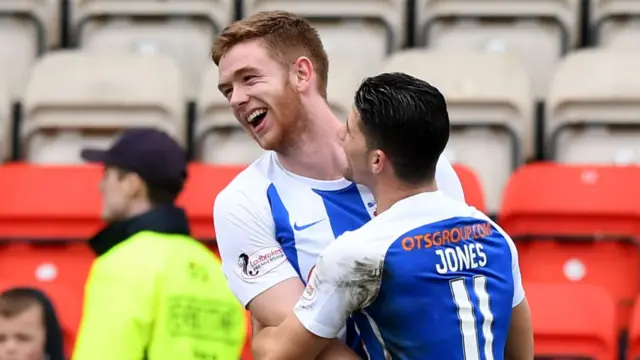 Kilmarnock's Stuart Findlay and Jordan Jones celebrate