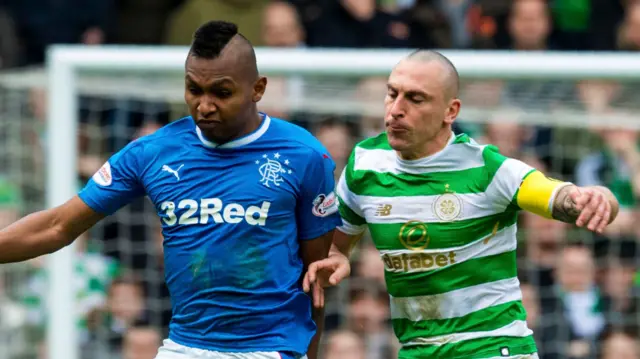 Rangers' Alfredo Morelos and Celtic's Scott Brown