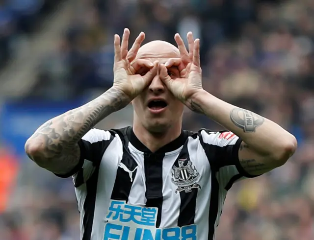 Jonjo Shelvey celebrates for Newcastle