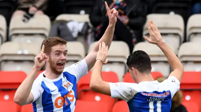 Kilmarnock's Stuart Findlay and Jordan Jones dance for joy