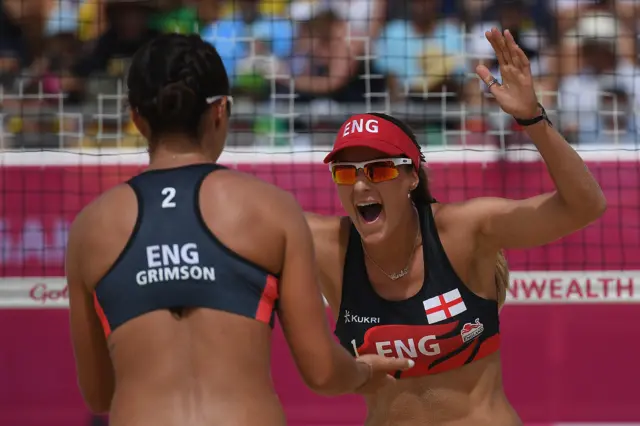 Victoria Palmer and Jessica Grimson of England
