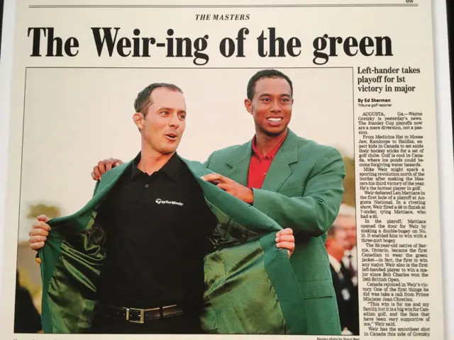 2003 newspaper heralding MIke Weir's victory