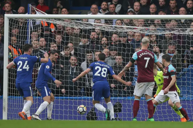 Cesar Azpilicueta celebrates goal