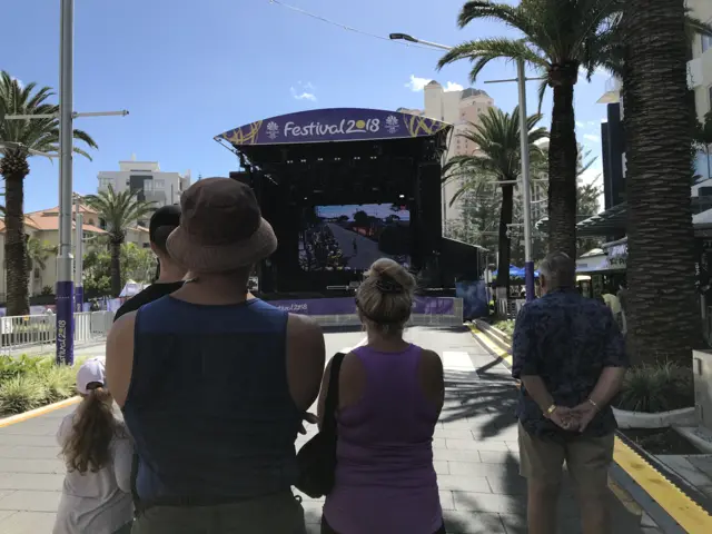Fans watch screen