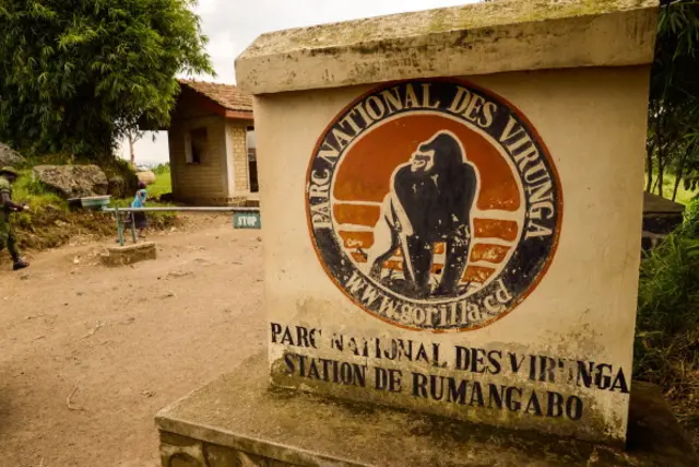 An access to the Virunga National Park is seen near Rutshuru on June 17, 2014.