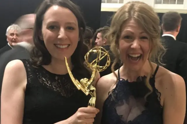 Anna McCleery (left) and Vicki Lutas backstage at the Emmys