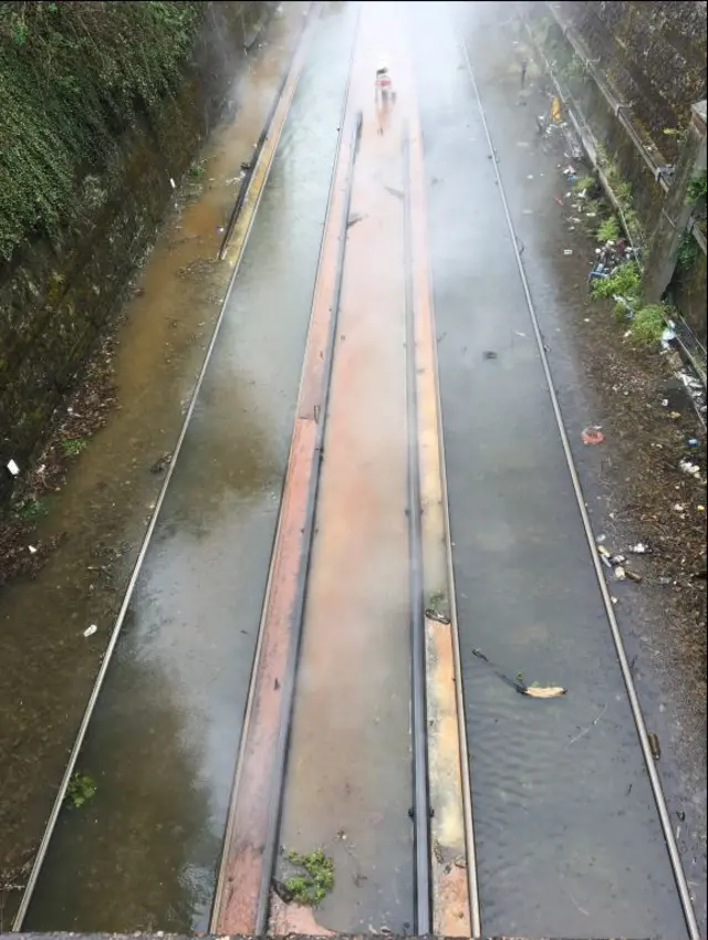 Flooded rail line