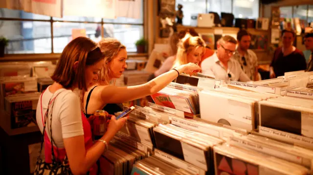 People browse vinyl records at Phonica in London