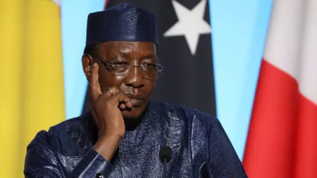 President Idriss Déby attends a conference in Paris in 2017