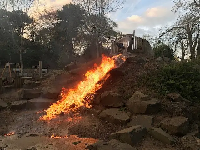 Play area on fire