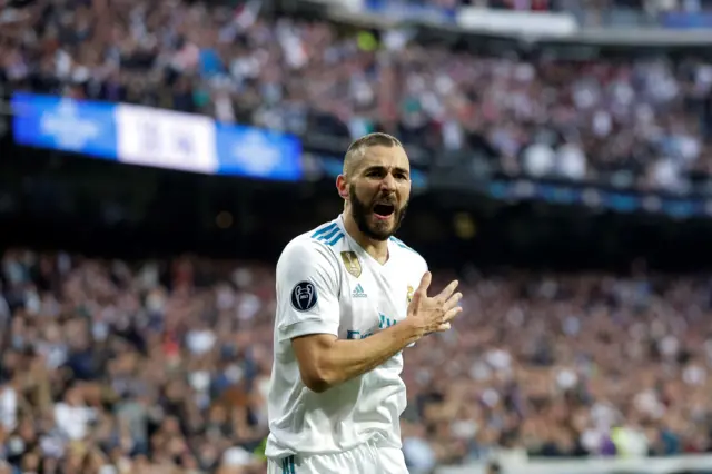 Karim Benzema celebrates